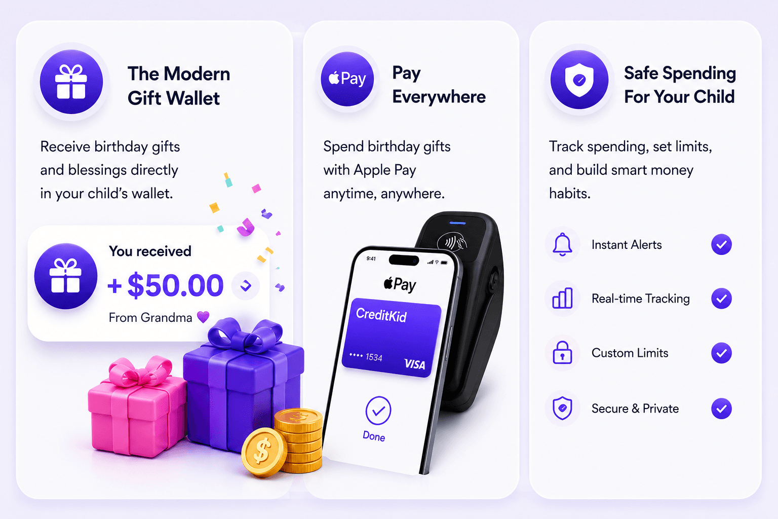The Modern Gift Wallet, Pay Everywhere with Apple Pay, and Safe Spending for your child